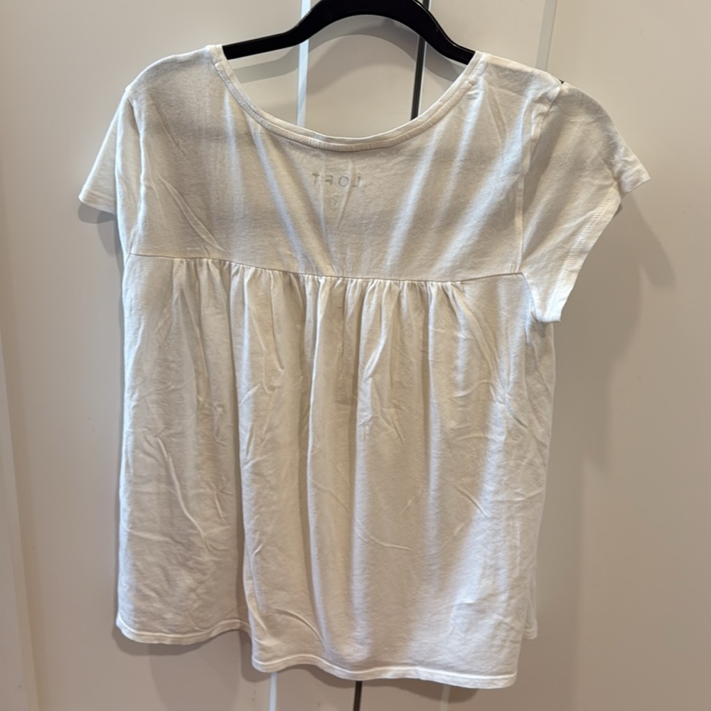LOFT white and Black Embellished Relaxed Blouse Top XS - Picture 6 of 9